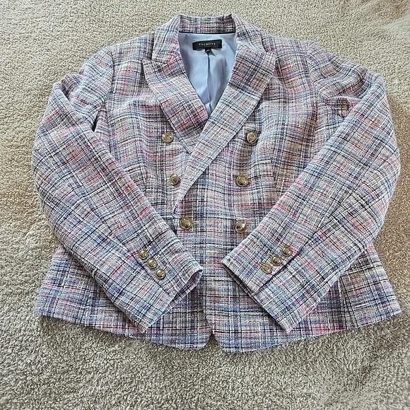 Talbots Pastel Tweed Double-Breasted Blazer in Pink, Blue, Lavender - Picture 15 of 15